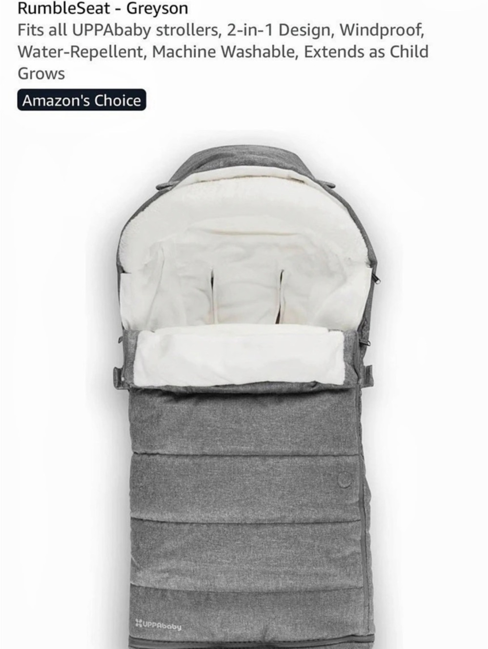 UPPAbaby CozyGanoosh Footmuff Gray & White “Gregory”